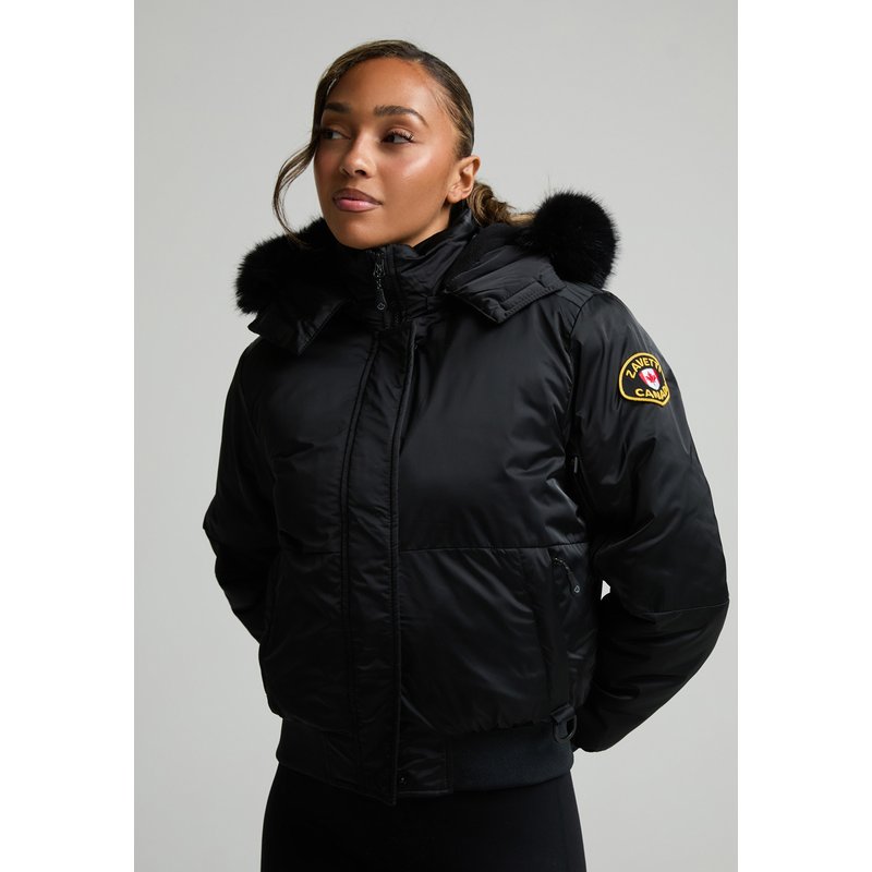 Zavetti Canada W OLIVIA PLATINUM HOODED BOMBER JACKET