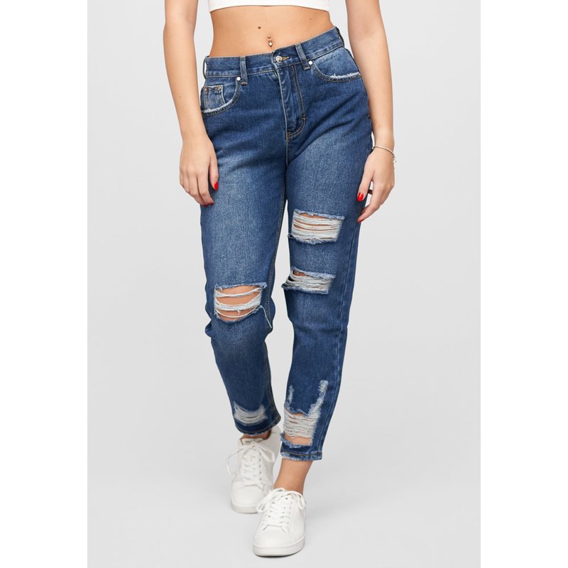 Cloud5ive High-Waist Boyfriend Destroyed Jeans Hose 5-Pockets