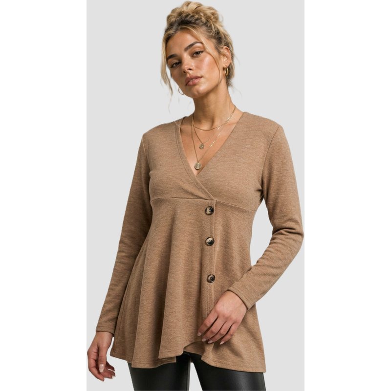 Cloud5ive Wickel Pullover mit Knopfleiste