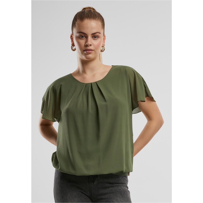 Cloud5ive Damen Chiffon Top 2-lagig mit Fledermausärmeln