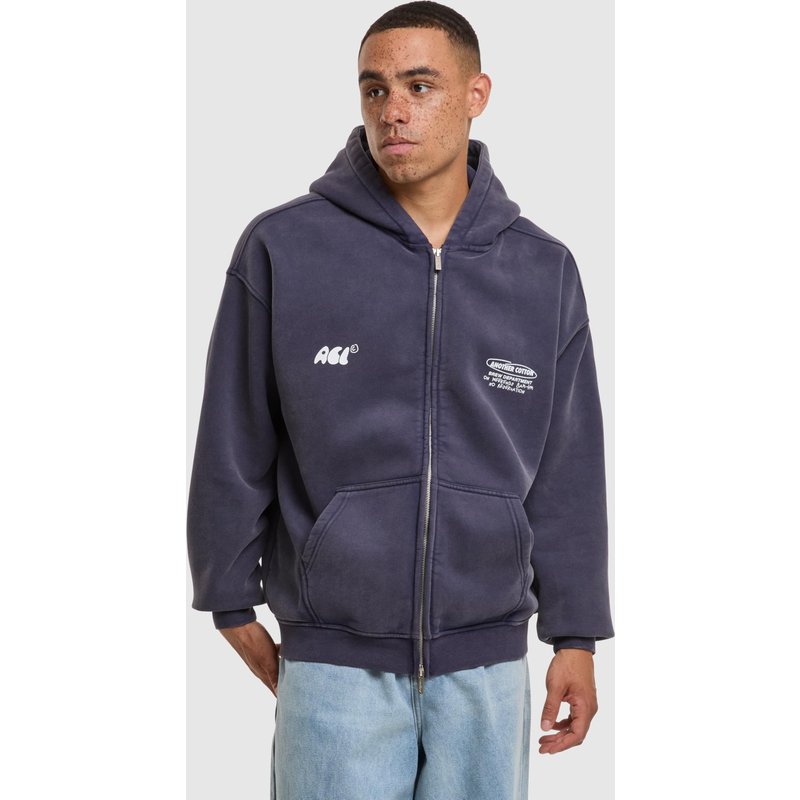 Another Cotton Lab Espresso Society Washed Zip Hoodie
