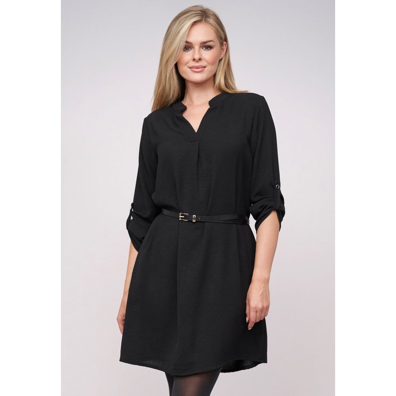 Cloud5ive Musselin Dress with turn-up sleeves and belt