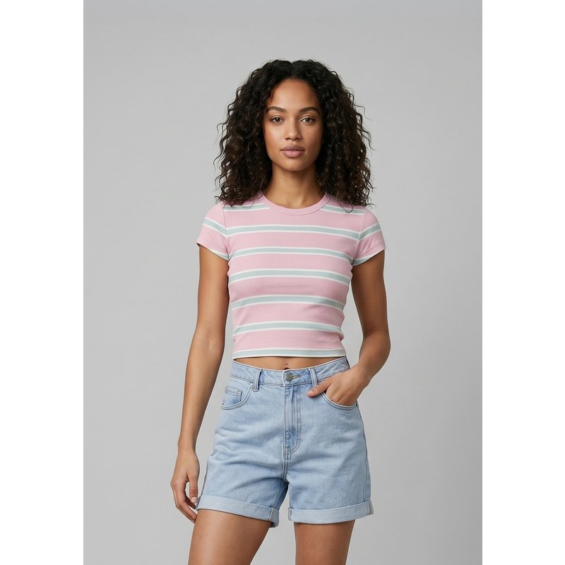 Urban Classics Ladies Stripe Cropped Tee 2-Pack