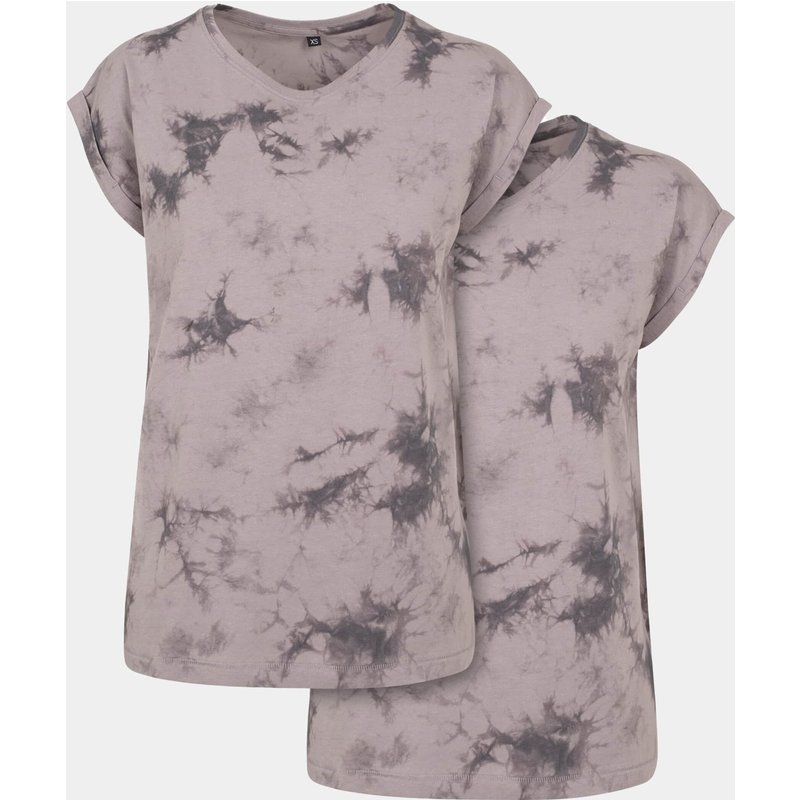 Build Your Brand Ladies Batik Dye Extended Shoulder Tee 2-Pack