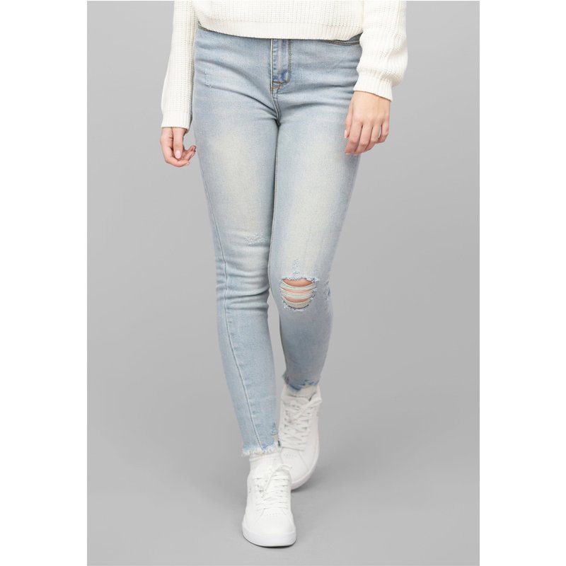 Cloud5ive High-Waist Skinny Jeans Hose mit Destroy Details 5 Pockets