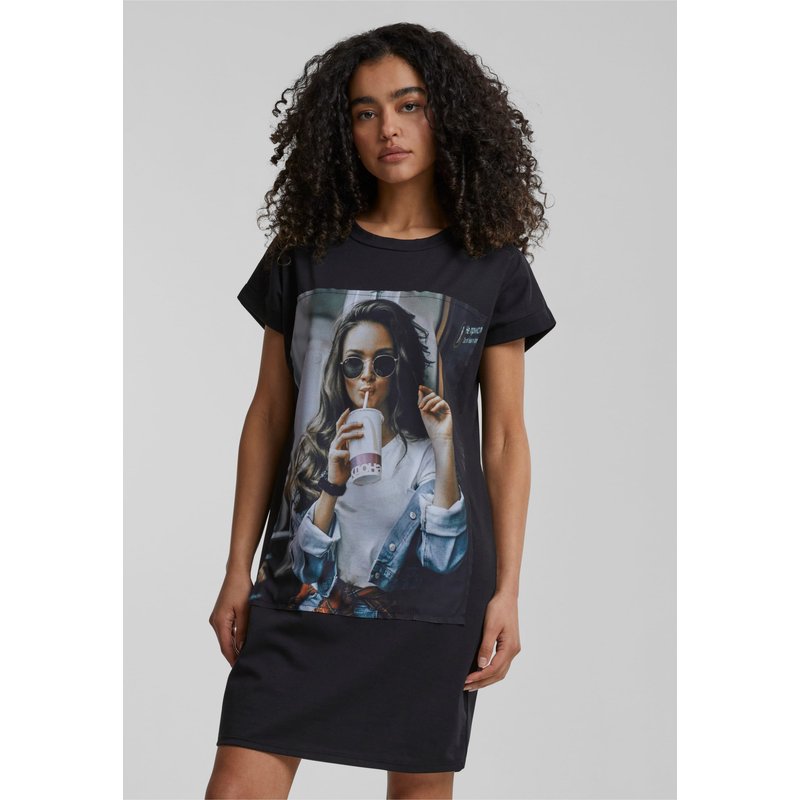 Cloud5ive Damen T-Shirt Kleid Woman Cup Print