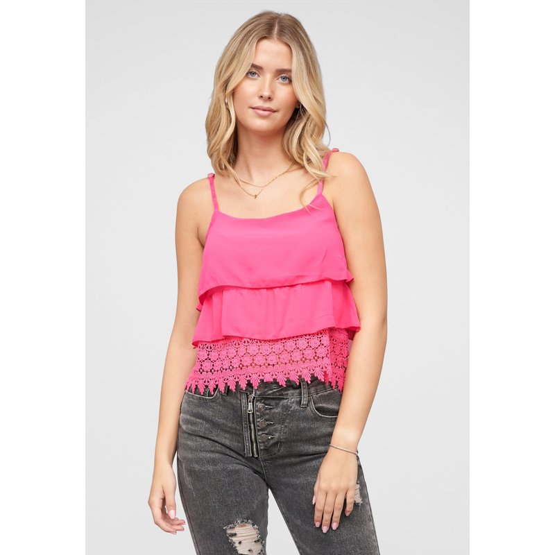 Cloud5ive Chiffon Stufen Top mit Spitze 3-lagig