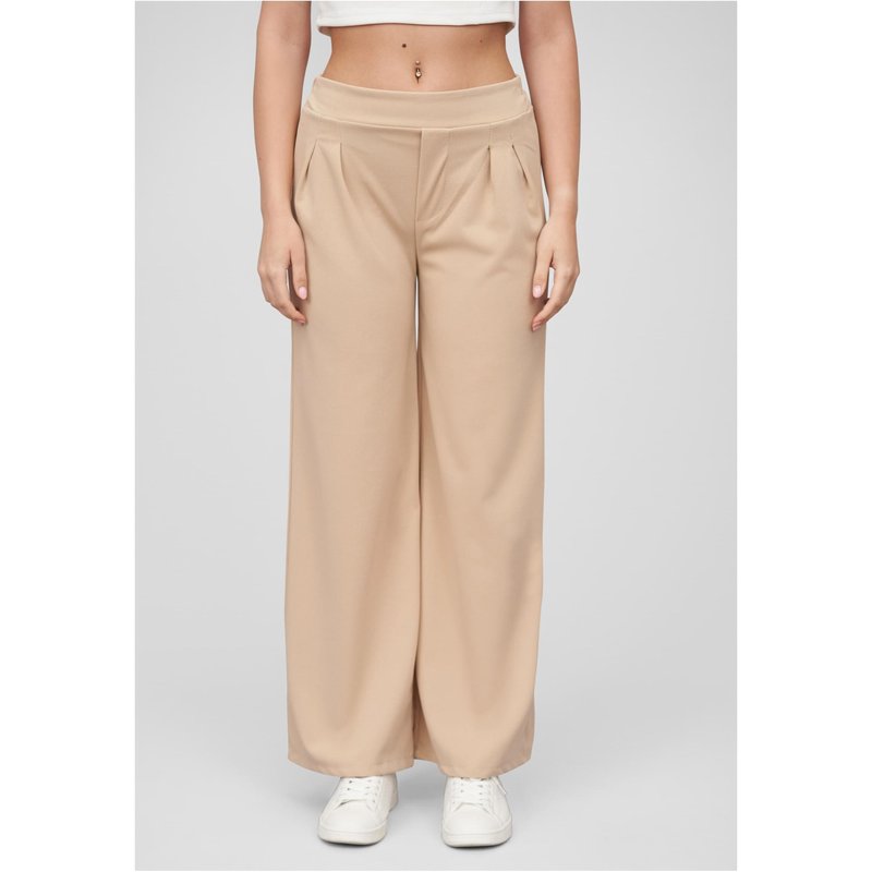 Cloud5ive Damen Stoffhose mit weitem Beinschnitt Gummibund Raffung