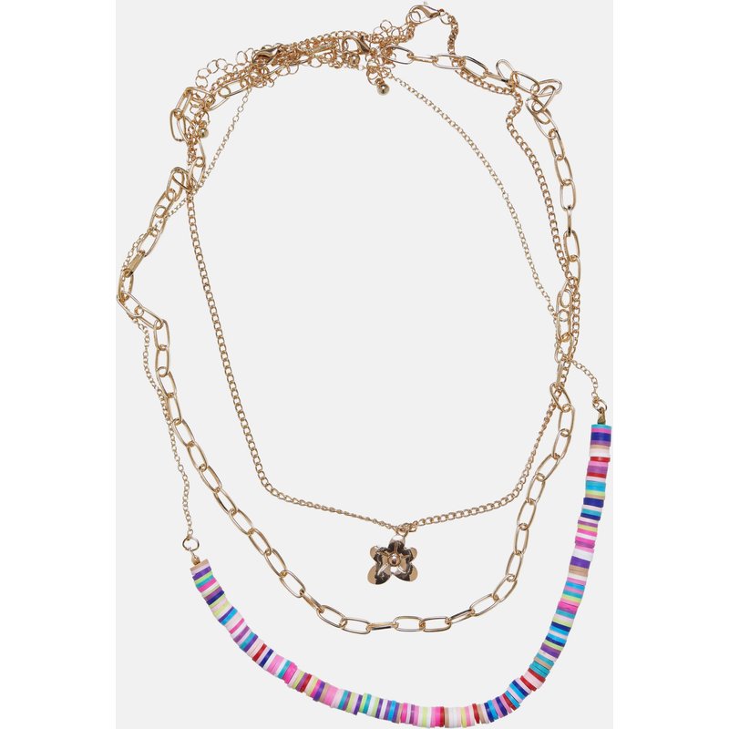 Urban Classics Flower Bead Various Layering Necklace 3-Pack