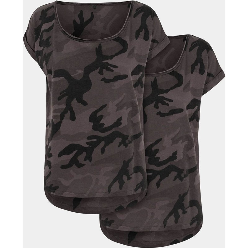 Build Your Brand Ladies Camo Tee 2-Pack