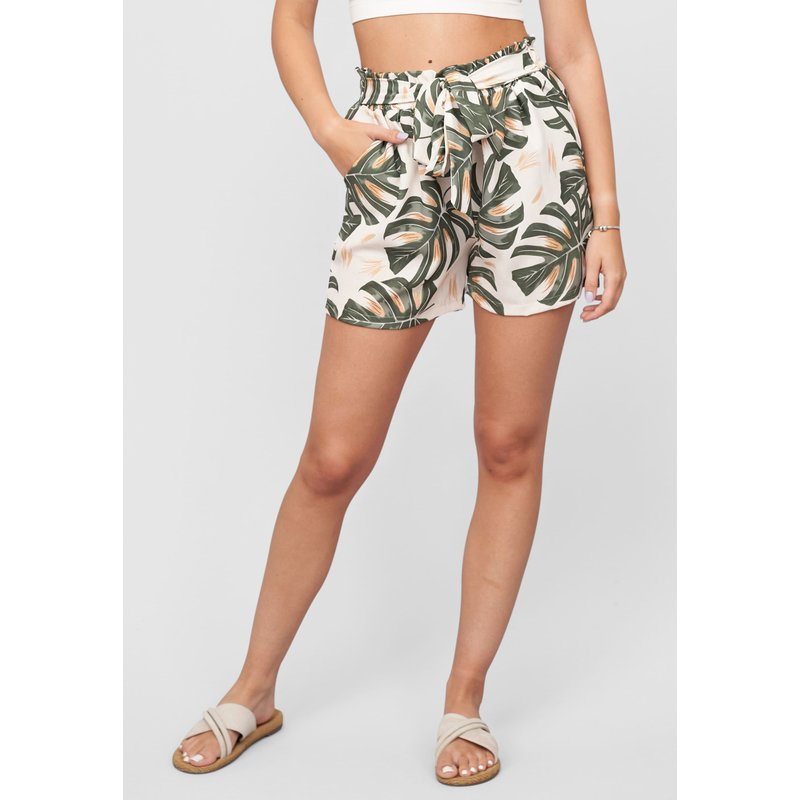 Cloud5ive Paperbag Short with tie belt and palm print