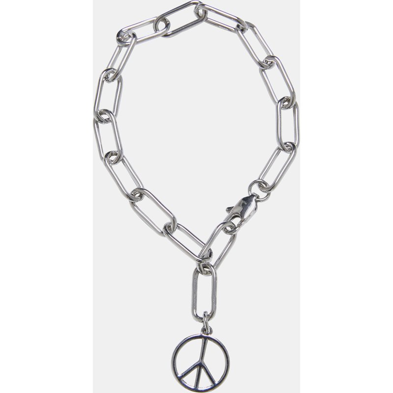 Urban Classics Y Chain Peace Pendant Necklace And Bracelet