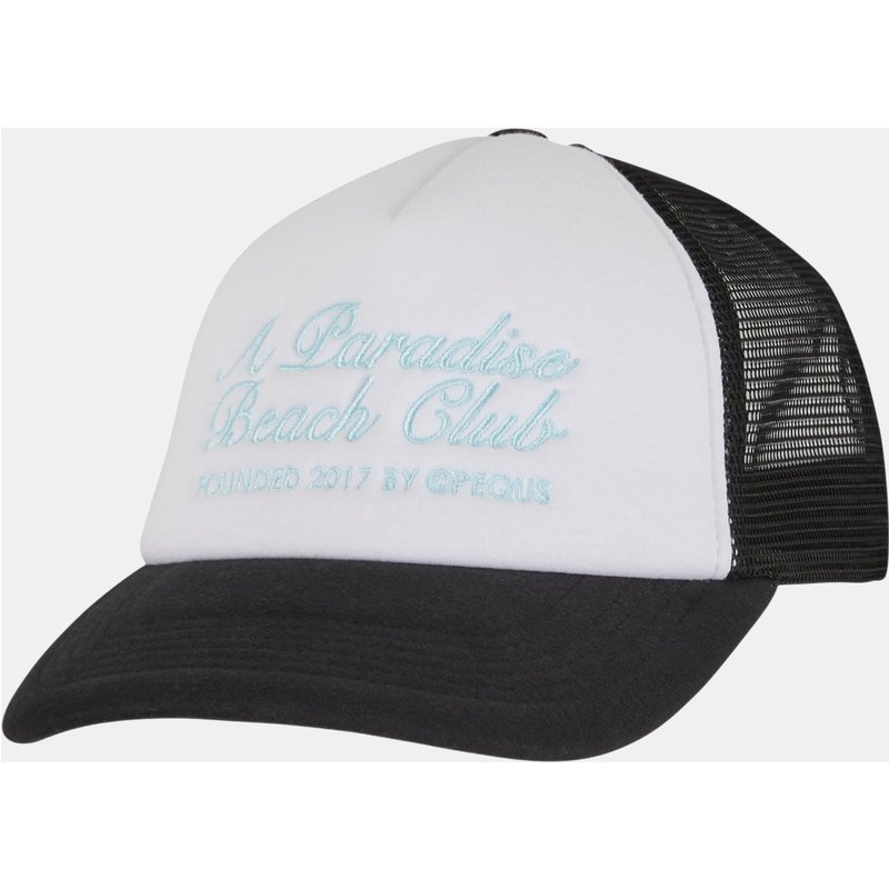 PEQUS A Paradise Beach Club Curved Logo Trucker Cap