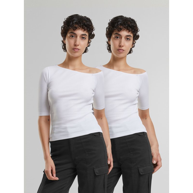 Urban Classics Ladies Organic Asymmetric Rib 2 Pack T-Shirt