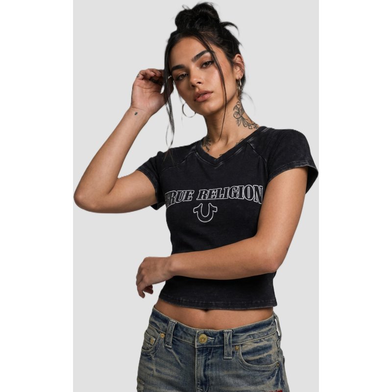 True Religion EMBROIDERED WASHED RIB BABY TEE
