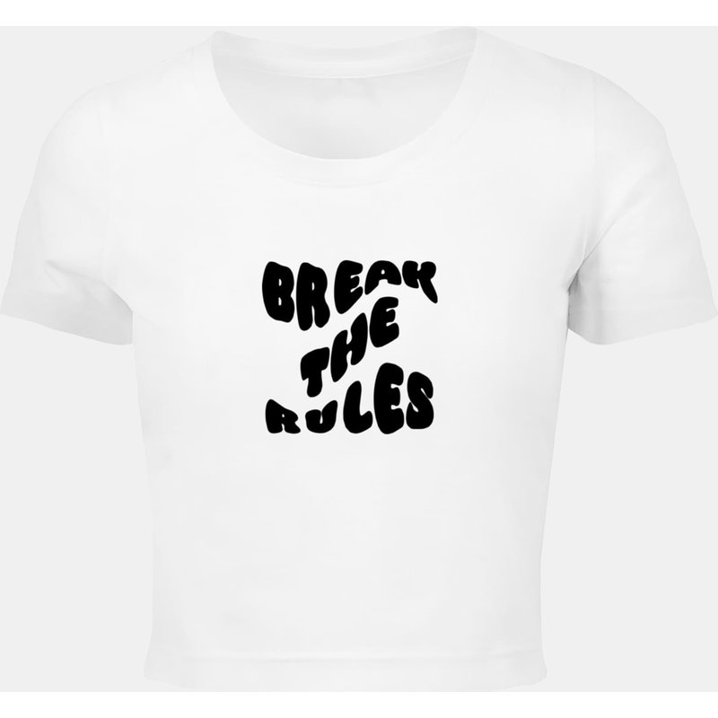 Merchcode POD Ladies Break The Rules Cropped Tee