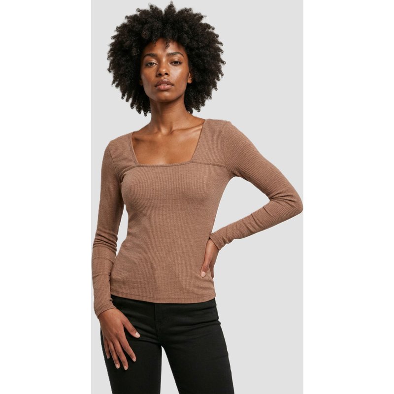 Urban Classics Ladies Rib Squared Neckline Longsleeve