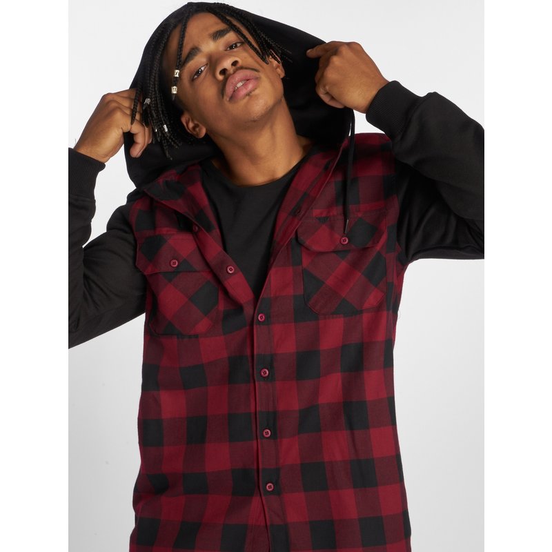 Urban Classics Hooded Checked Flanell Sweat Sleeve Shirt