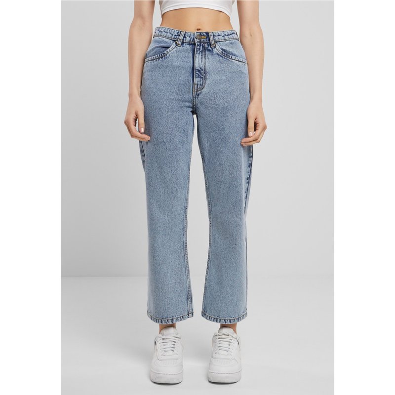Urban Classics Ladies Cropped Straight Leg Denim Pants