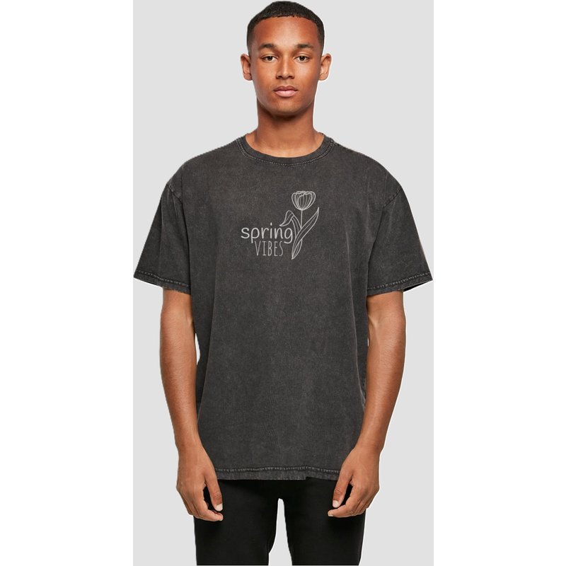 Merchcode Spring - Vibes Acid Washed Heavy Oversized Tee