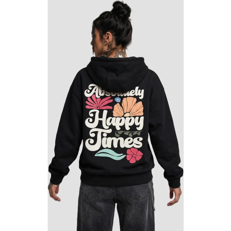 Cloud5ive Ladies 77 Happy Times Black Everyday Hoodie
