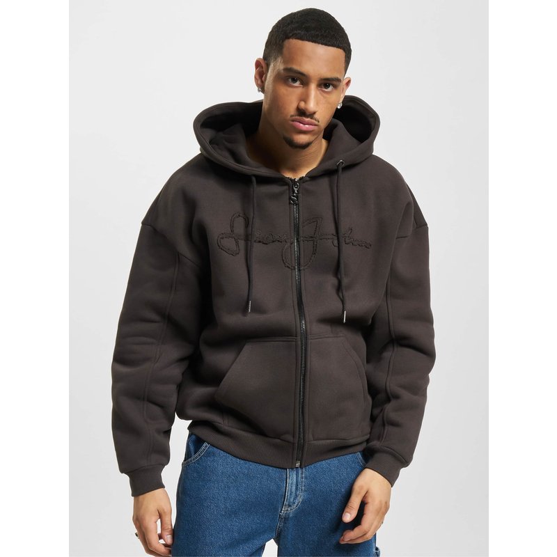 Sean John JM231-021-02 SJ Script Logo Distressed Zip Hoodie