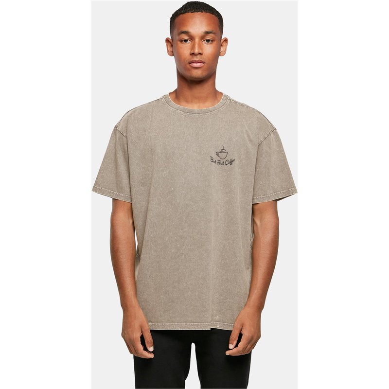 Merchcode But First Coffee Acid Washed Heavy Oversized Tee