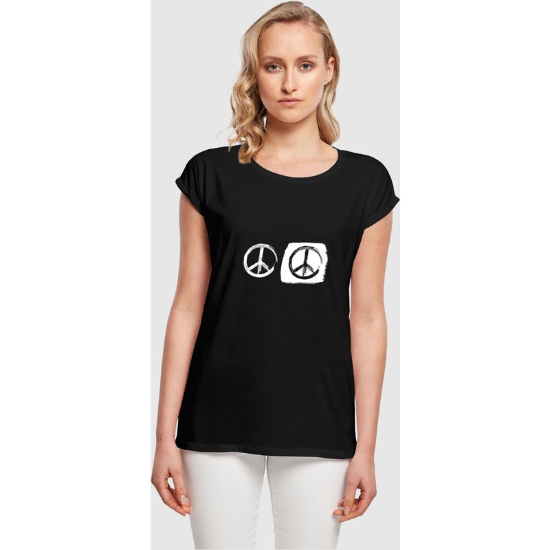 Merchcode Ladies Peace - Double Black Basic T-Shirt