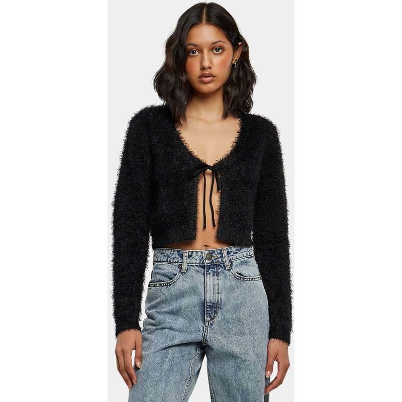 Urban Classics Ladies Tied Cropped Feather Cardigan