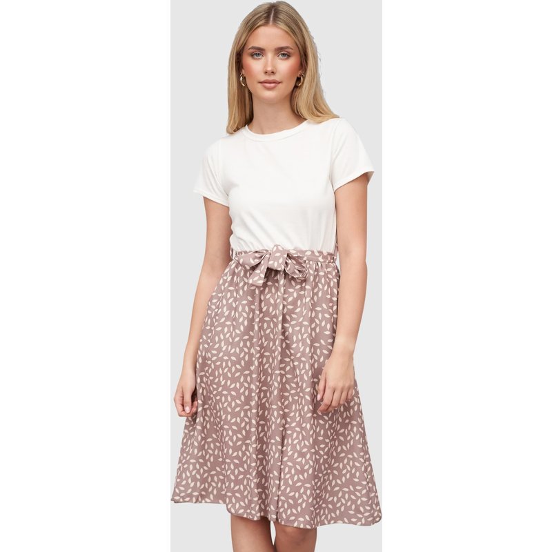 Cloud5ive Damen Kleid Satin Rock 2-Pockets und Bindegürtel