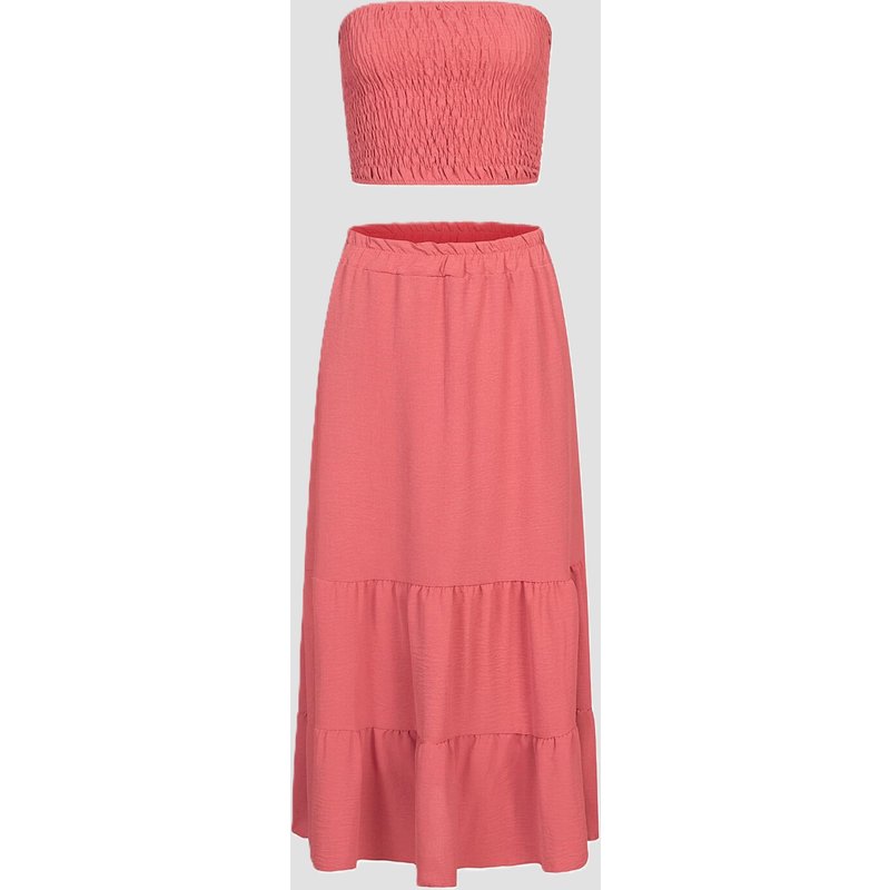 Cloud5ive Longform Musselin Stufenrock + Bandeau Top brown