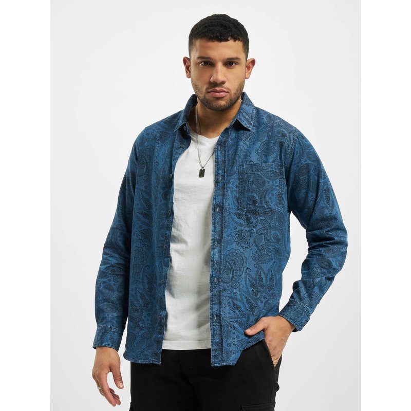 Urban Classics Printed Paisley Denim Shirt