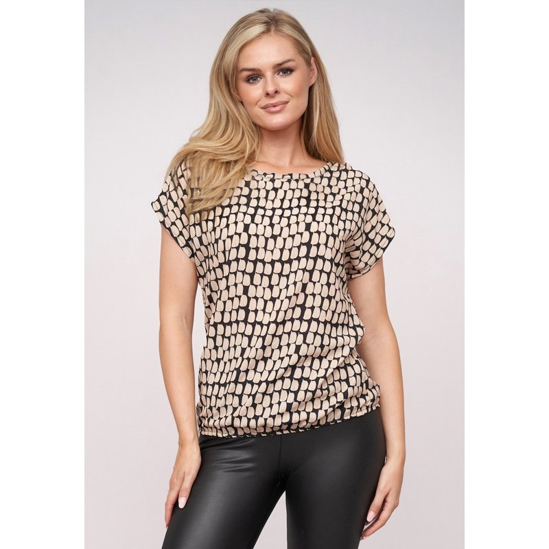 Cloud5ive Blouse Top with elastic hem and animal print