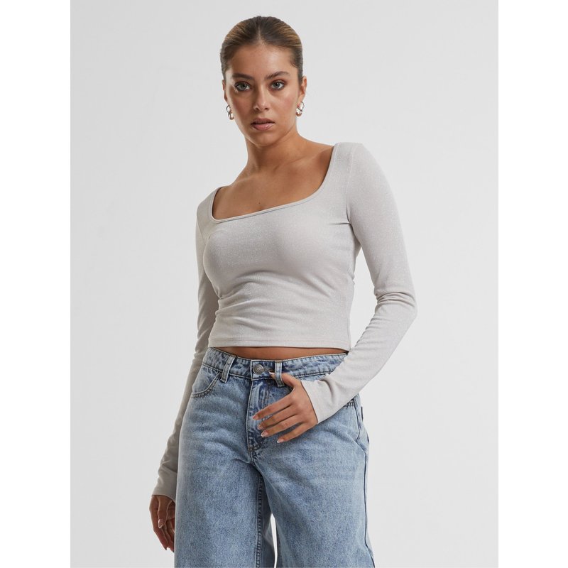 Urban Classics Ladies Glitter Square Neck Longsleeve