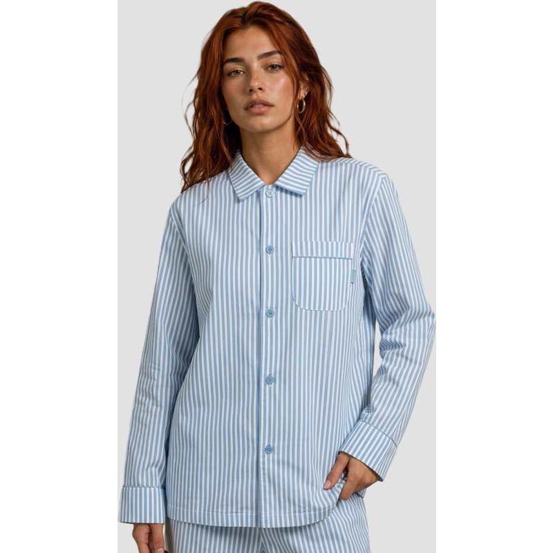 Pockies Ice Blue Striped Pyjama Shirt