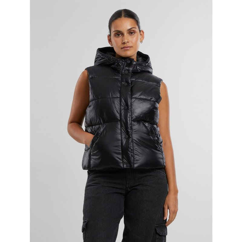 Urban Classics Ladies Essentials Shiny Puffer Vest with Hood