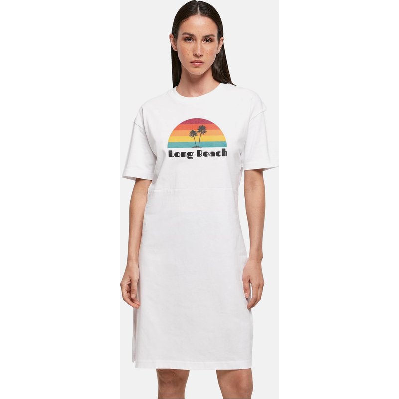 Merchcode Ladies Long Beach Essentials Oversized Slit Tee Dress