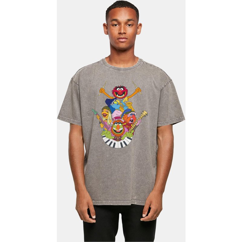 Absolute Cult Muppets - Dr. Teeth and The Electric Mayhem Acid Washed Oversized Tee