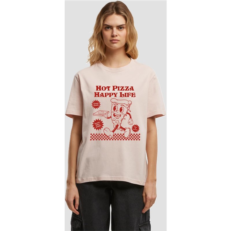 Merchcode Ladies Hot Pizza Happy Life Tee
