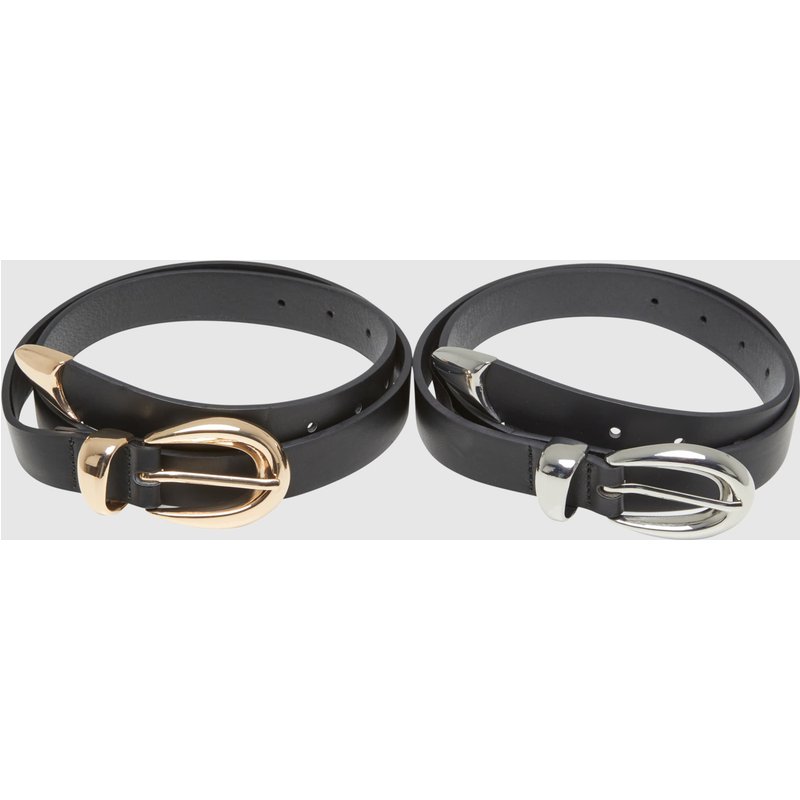 Urban Classics Chunky Buckle Loop Synthetic Leather Belt 2-Pack