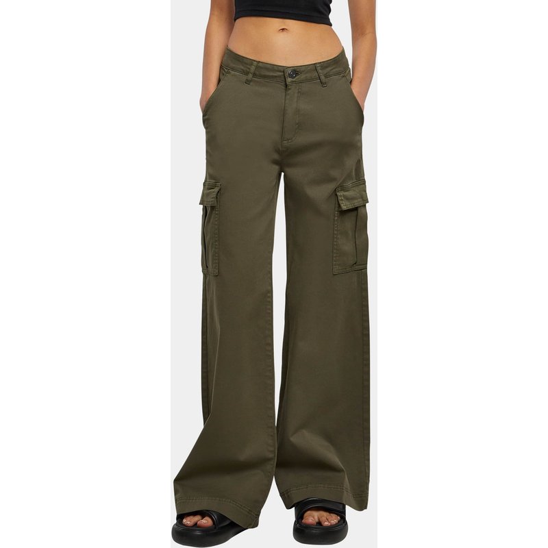Urban Classics Ladies High Waist Wide Leg Twill Cargo Pants