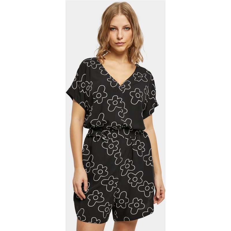 Urban Classics Ladies Short Viscose Belt Jumpsuit