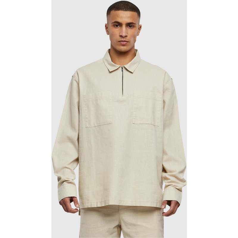 Urban Classics Cotton Linen Half Zip Shirt