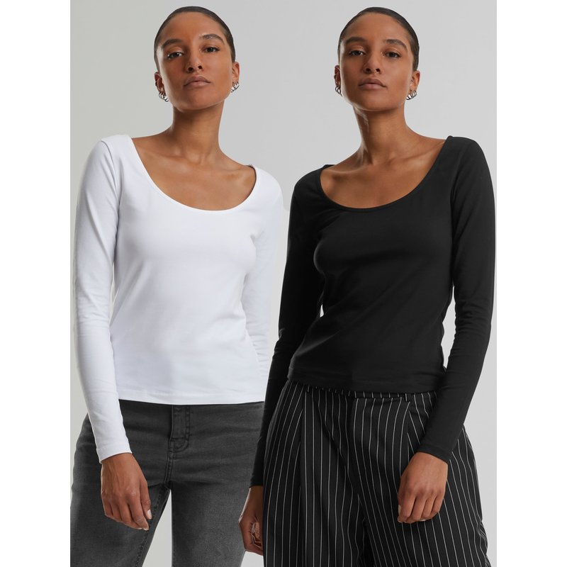Urban Classics Ladies Wide Neck 2 Pack Longsleeve