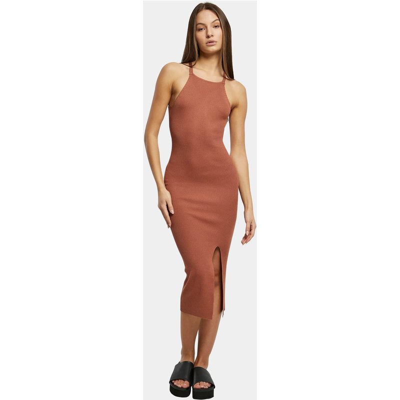 Urban Classics Ladies Midi Rib Knit Crossed Back Dress