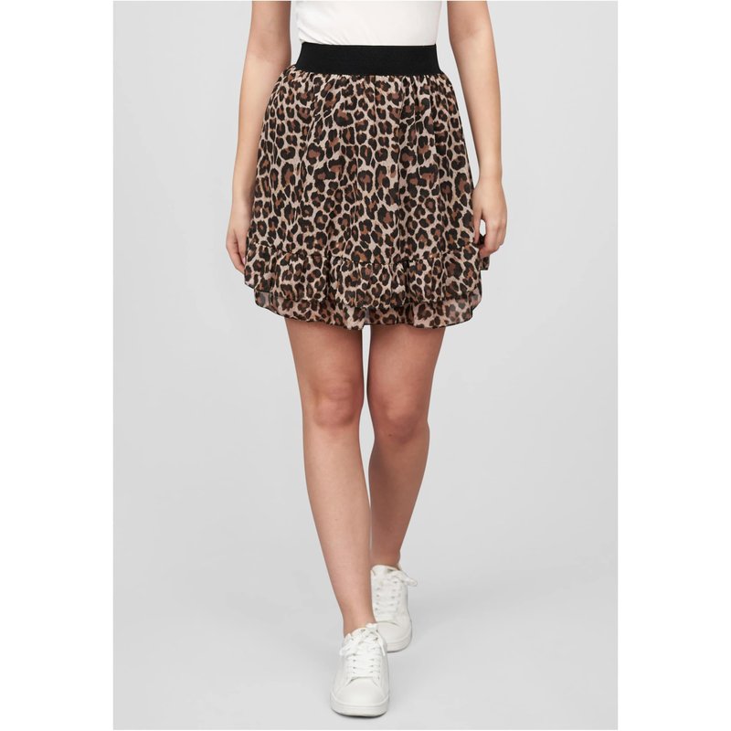 Cloud5ive Damen Stufenrock mit Leo Print und 2-lagigem Stoff