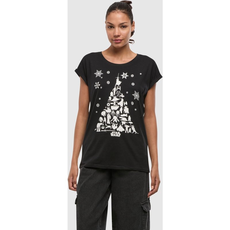 F4NT4STIC Star Wars Christmas Tree with Ladies Extended Shoulder Tee
