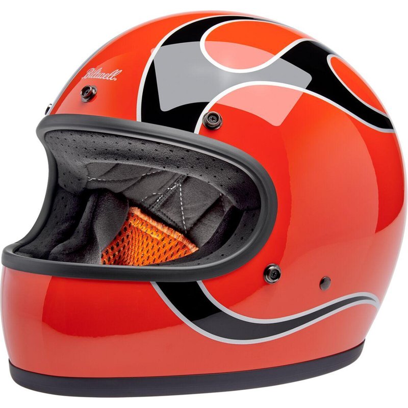Biltwell Gringo Flames Helmet - Competition Orange