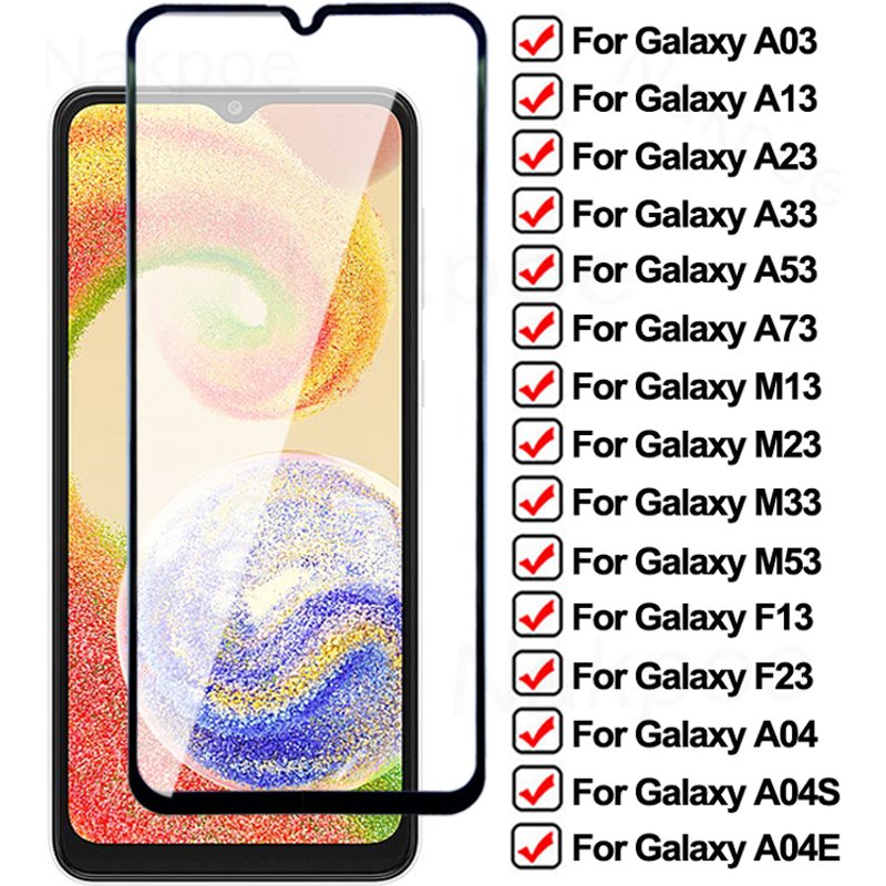 9D Tempered Glass For Samsung Galaxy A04 A04S A04E A03 A13 A23 A33 A53 A73 Screen Protector F13 F23 M13 M23 M33 M53 Glass Film