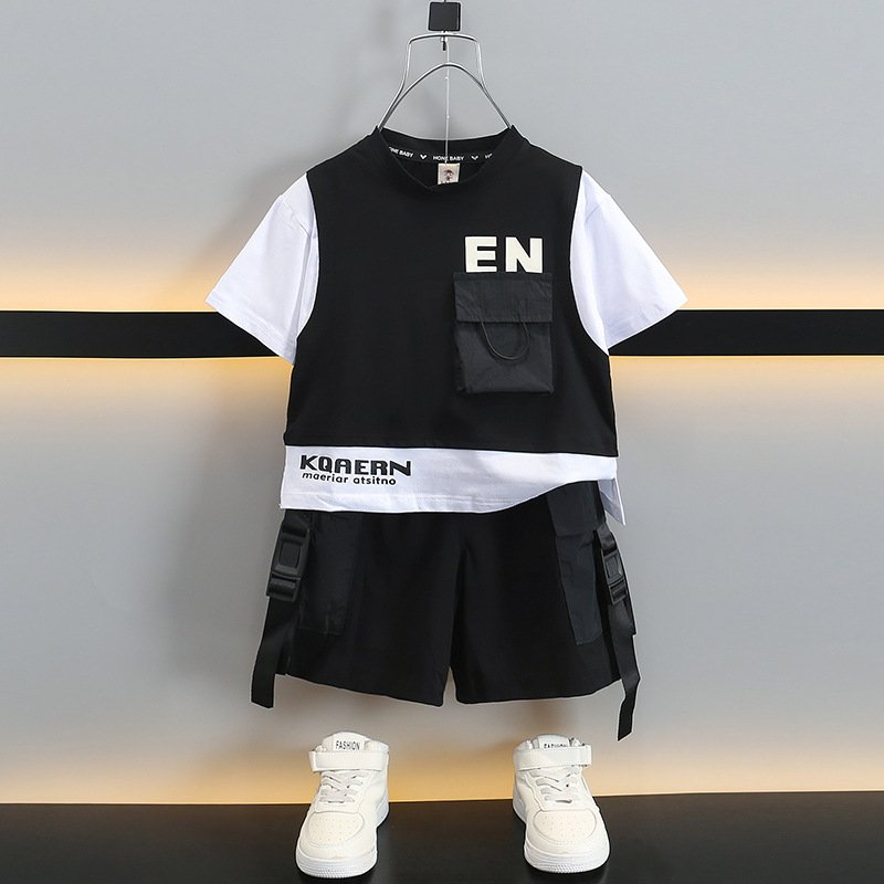 Boys Summer Suits Thin Short Sleeved Boys New Style Children's Summer Handsome Leisure Sports Two Piece Suit Trendy